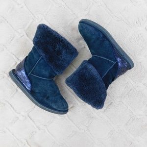 Navy sequin soft sole suede boots, 2.